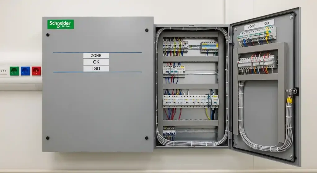 panel listrik Blokset Schneider untuk kontraktor panel listrik rumah sakit dengan sistem distribusi zona ICU dan OK