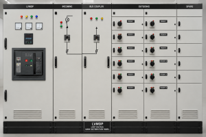 Industrial electrical switchgear panel setup